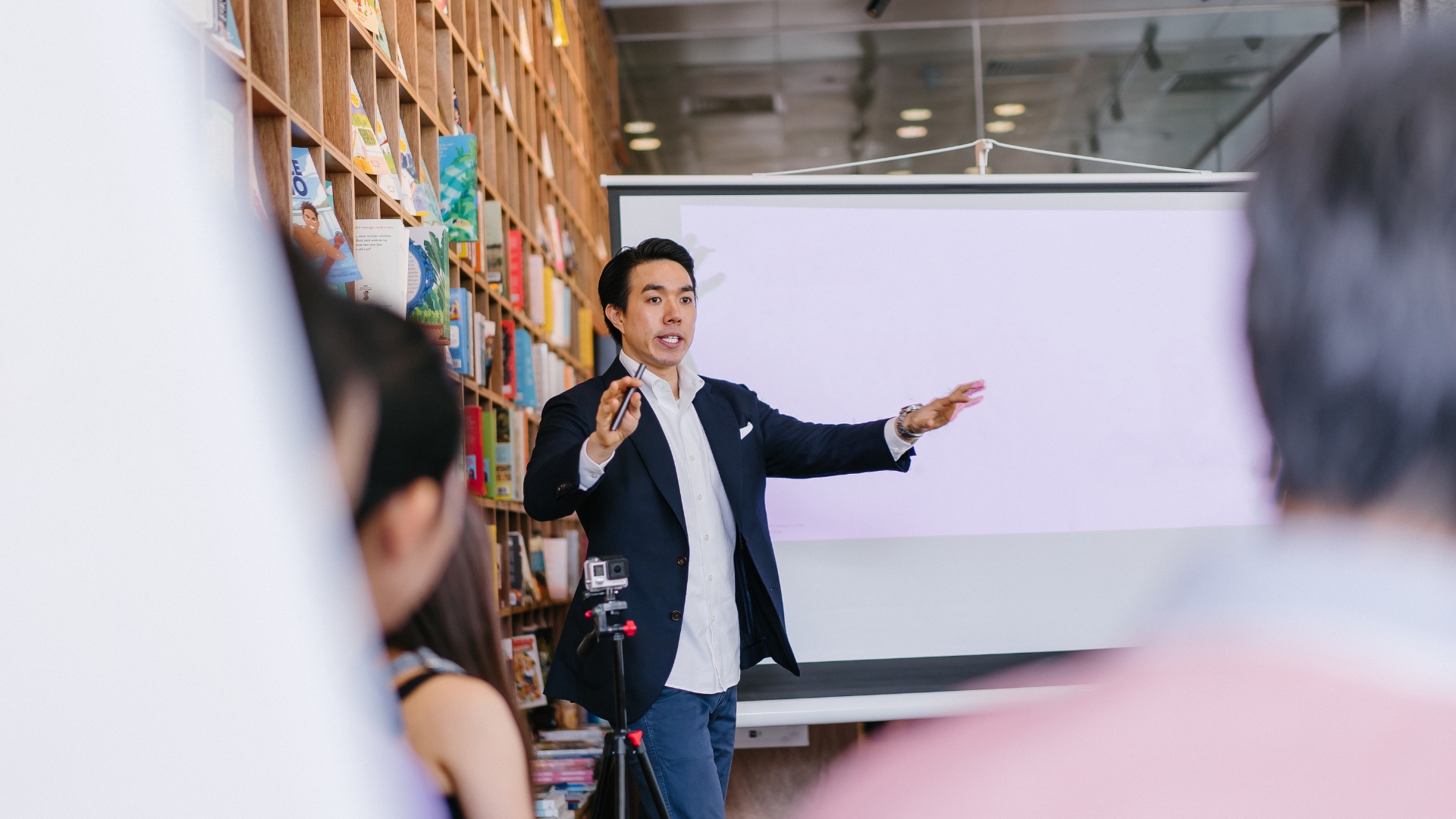 Teacher leads classroom.