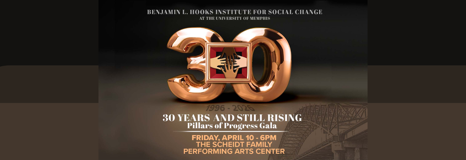 Golden numeral 30 on a black background