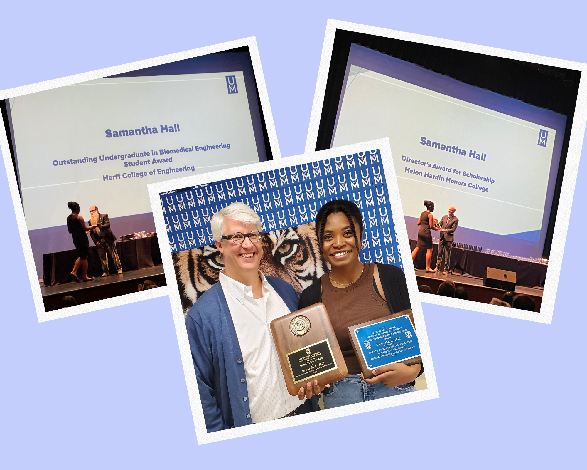 Samantha Hall and BME Chair Dr. Bumgardner Hall awards collage