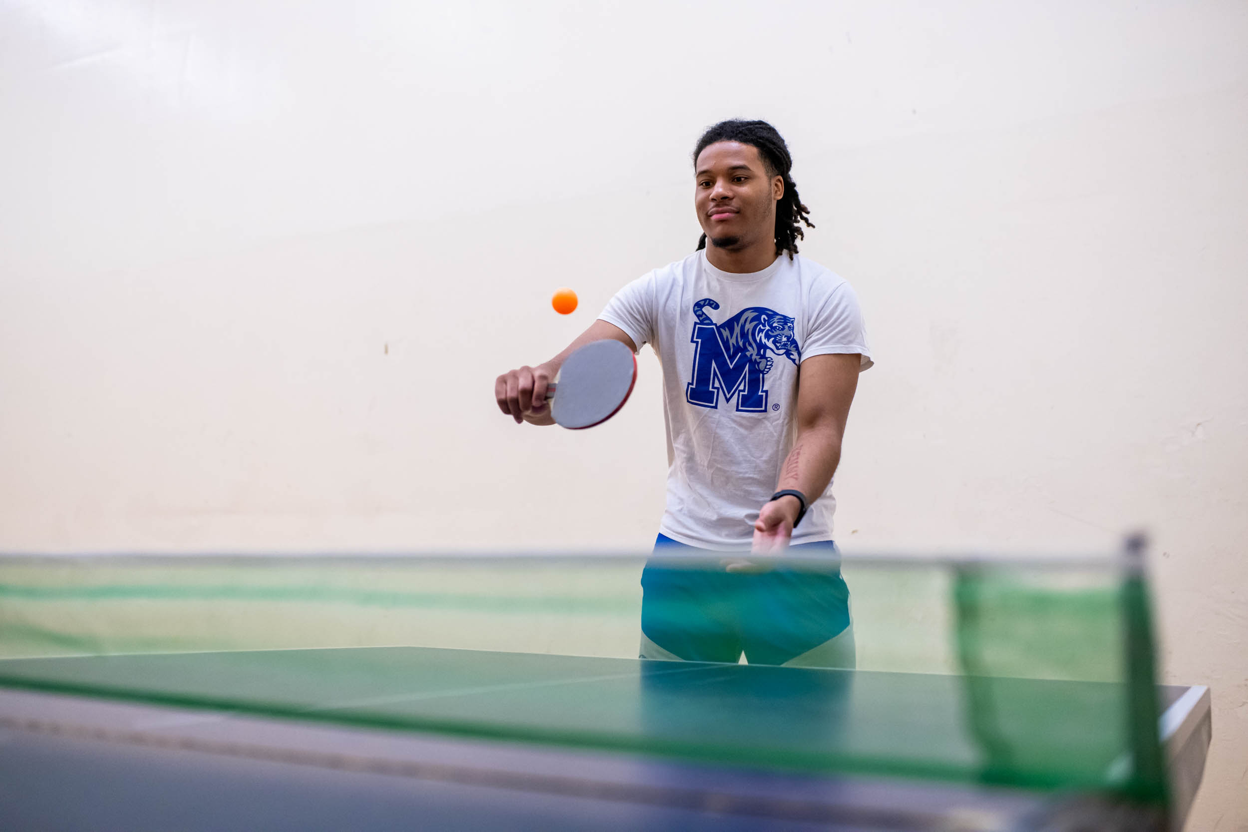 playing table tennis