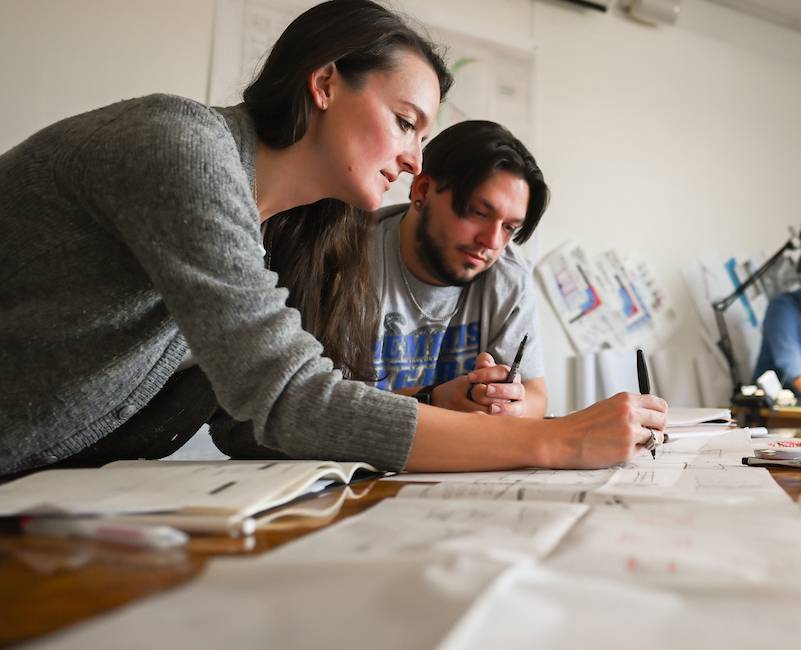 Students at table working
