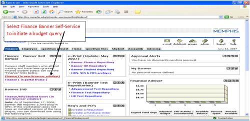 Viewing your budgets in Banner Self-Service