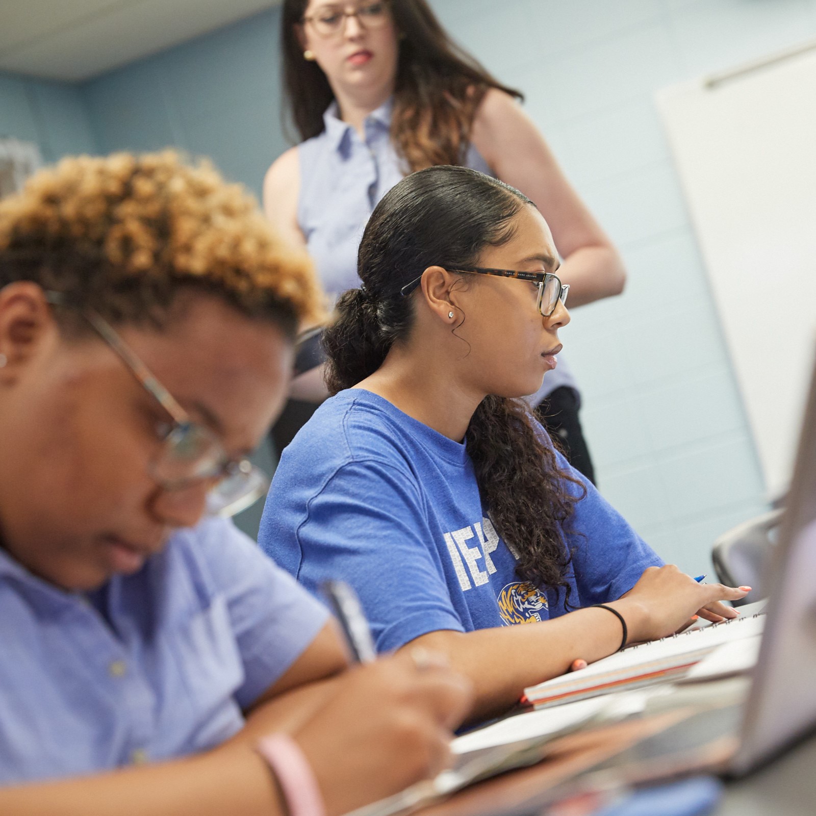 students working at computers