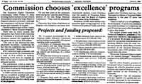 Commission chooses 'excellence' programs news article