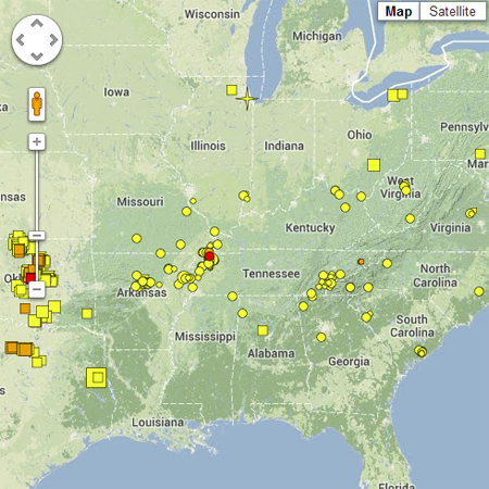 Recent earthquakes map