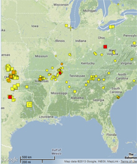 Recent earthquakes map