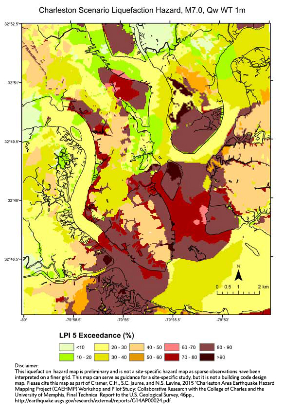 Charleston Scenario Liquefaction Hazard Map