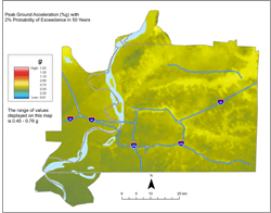 Memphis Hazard Map - 2% in 50 years PGA