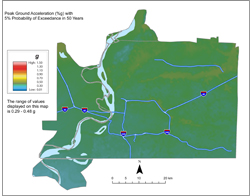 Memphis Hazard Map - 5% in 50 years PGA
