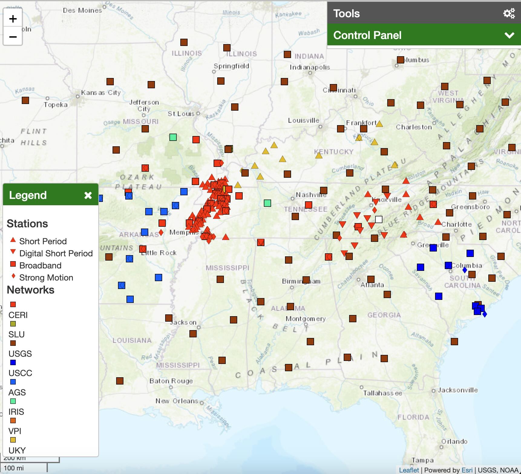 Seismic station map