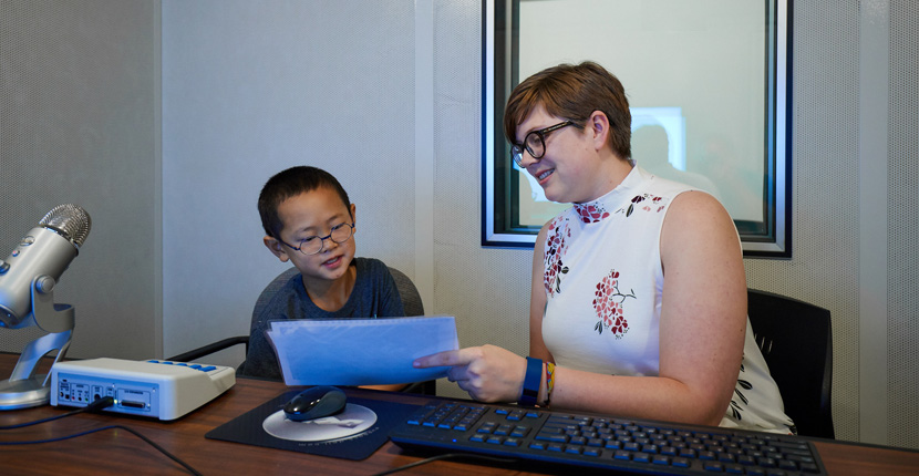Cydney in the sound booth