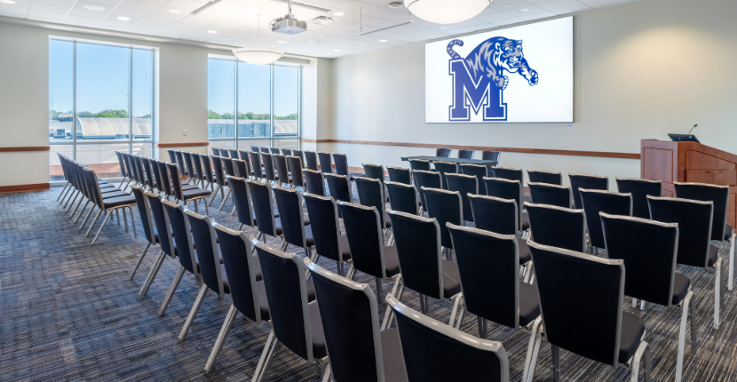 Shelby Room set theater style with screen