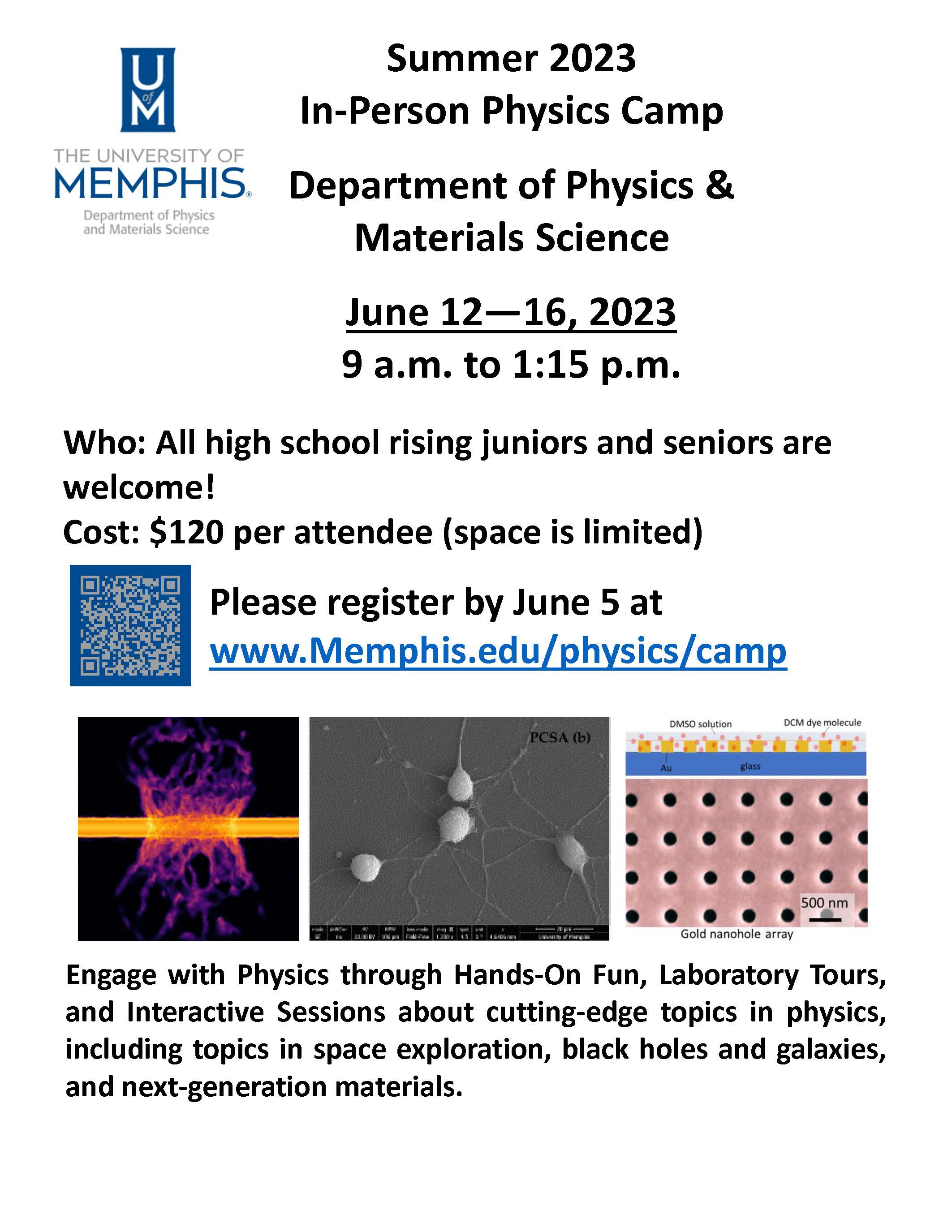 2023 Physics Summer Camp Flyer