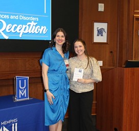 Outstanding Speech-Language Pathology Student - Dr. Megan Parsons (alumni president) and Mackenzie Clarke