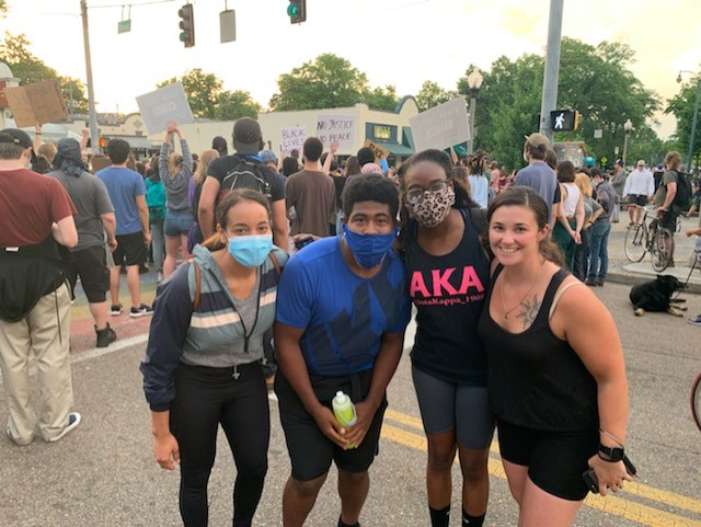 Students at a black lives matter demonstration