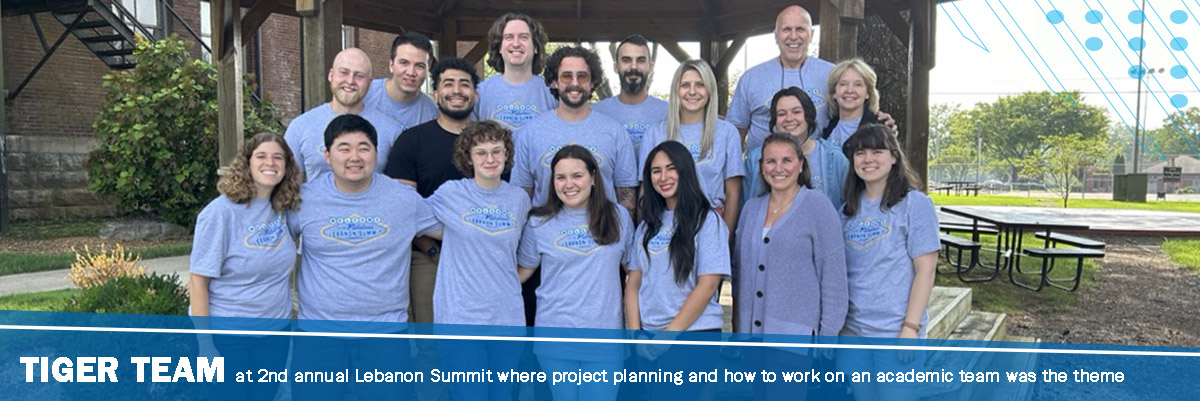 Tiger Team from UofM and MTSU at Lebanon Summit - theme project planning and how to effectively work on an academic team Tiger Team group photo from UofM and MTSU at Lebanon Summit - theme project planning and how to effectively work on an academic team
