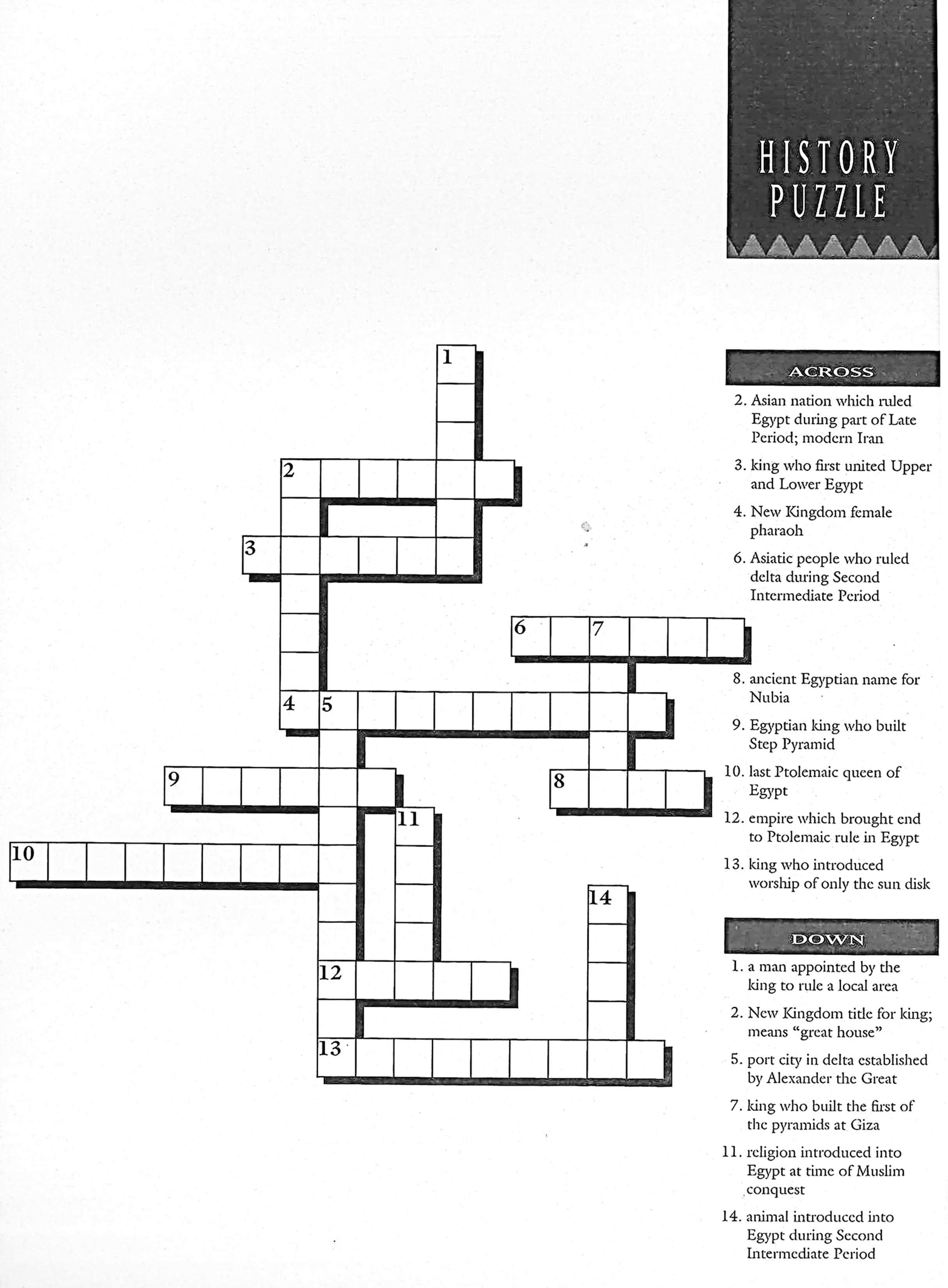 History Crossword Puzzle