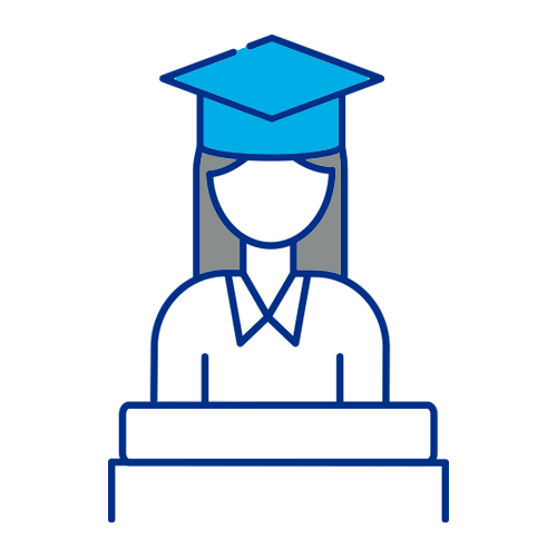 student in cap standing at podium