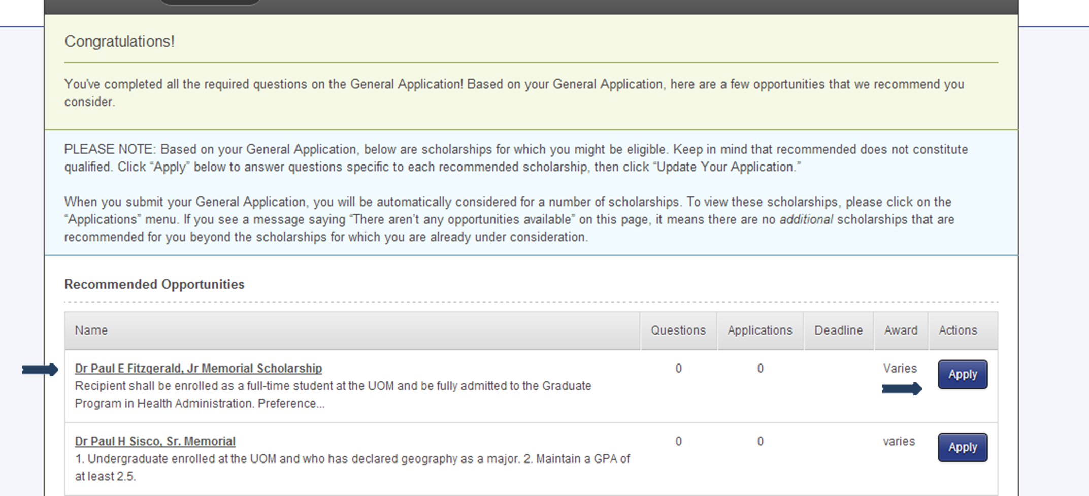 recommended applications