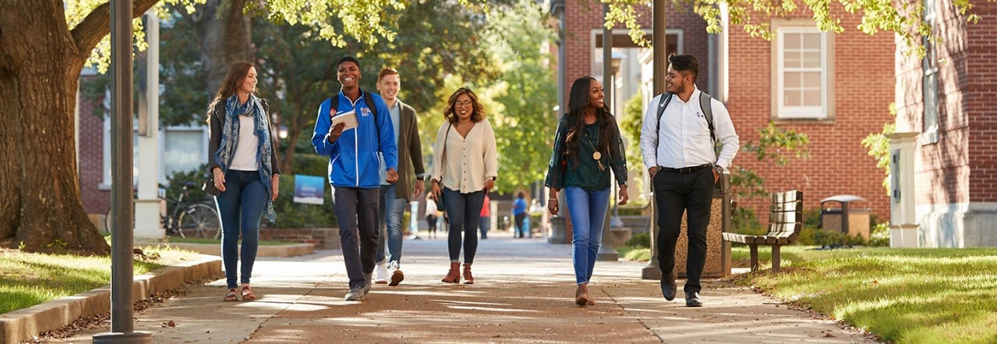 students walking on campus