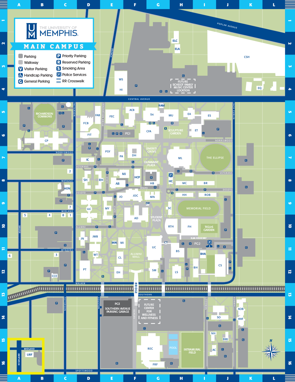 Map of University of Memphis