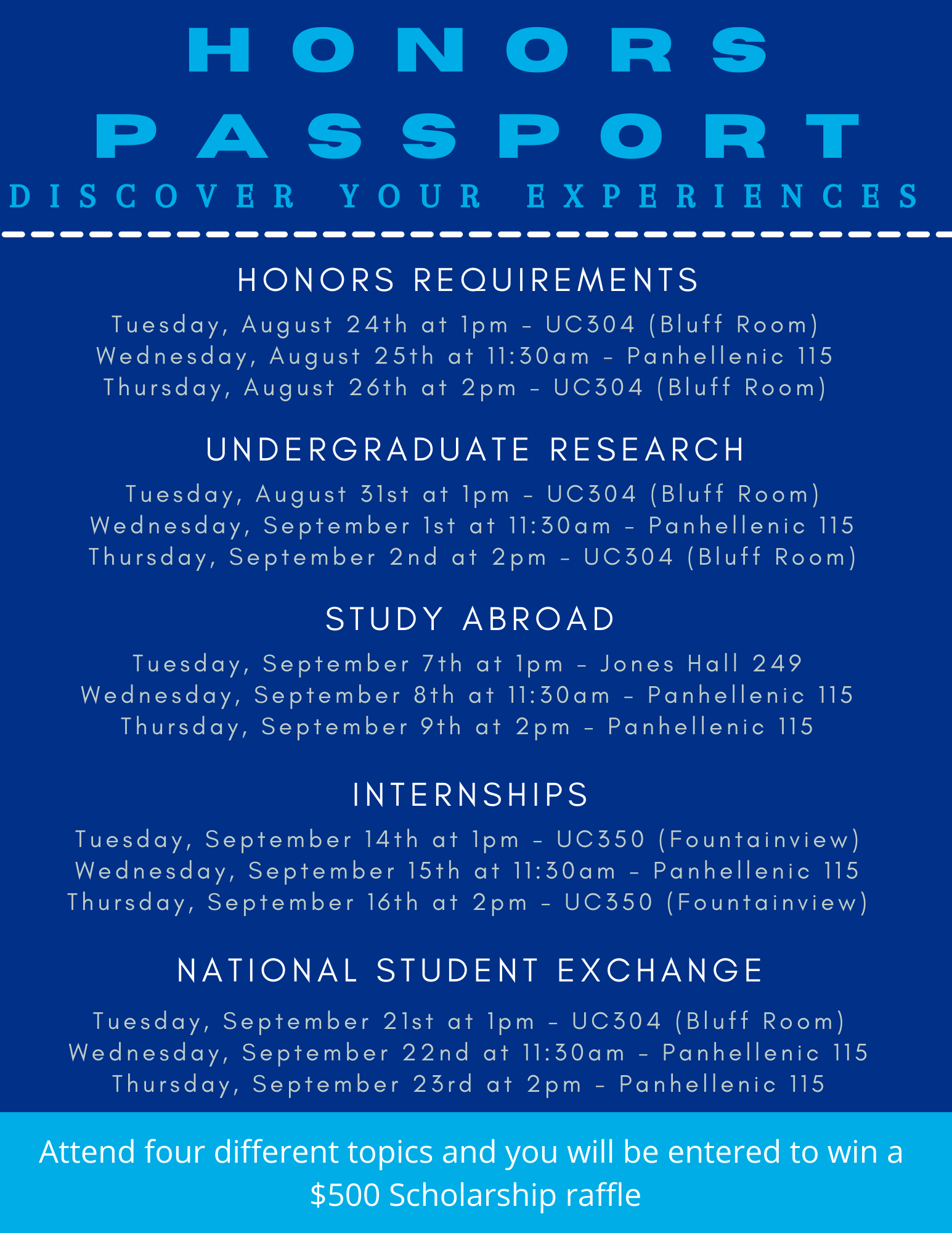 Honors Passport Schedule