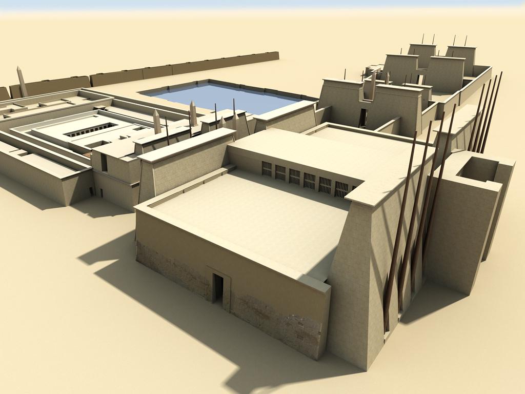 Model reconstruction of the Hypostyle Hall built between the Second and the Third Pylon. © UCLA Digital Karnak.