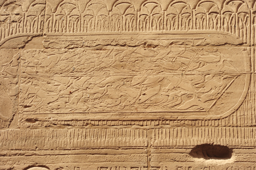 Plate 44 (B88) - Ramesses II, with Horus and Khnum, trapping birds in clapnet before Thoth and Seshat-Neith