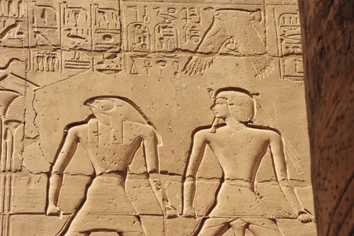 Plate 44 (B88) - Ramesses II, with Horus and Khnum, trapping birds in clapnet before Thoth and Seshat-Neith