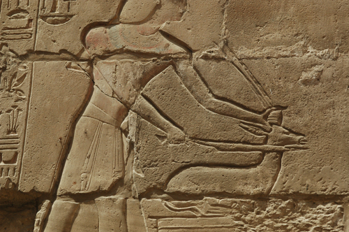 Plate 46 (B90) - Ramesses II sacrificing an oryx in the presence of the Theban Triad