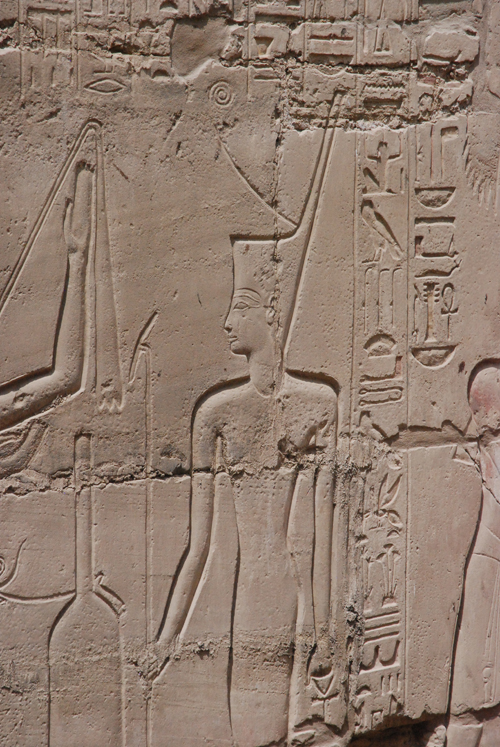 Plate 47 (B91) - Ramesses II steadying an image of ithyphallic Amun-Re, with Amunet