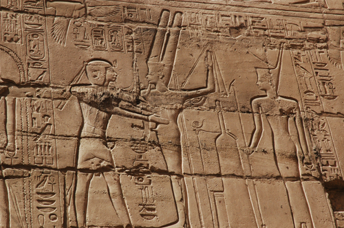 Plate 47 (B91) - Ramesses II steadying an image of ithyphallic Amun-Re, with Amunet