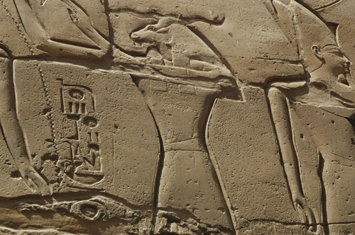 Plate 51 (B95-96) - Ramesses II emerging from the palace (left, B96) and being purified by Khnum (right, B95)