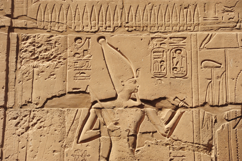 Plate 51 (B95-96) - Ramesses II emerging from the palace (left, B96) and being purified by Khnum (right, B95)