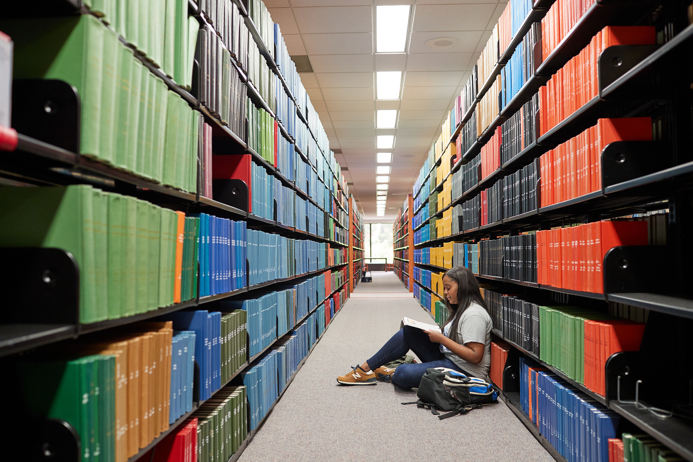 Student in a library