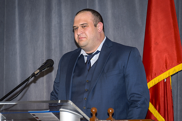 Matt Haught is recognized after receiving D. Mike Pennington Award for Outstanding Mentoring at the Journalism Alumni Club Outstanding Alumni Awards on Oct. 13.