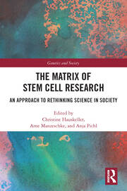 The Matrix of Stem Cell Research: An Approach to Rethinking Science in Society a color mix on top 3rd and bottom 3rd of cover; title and author listed in center on white