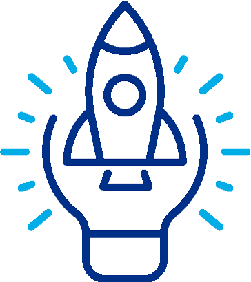 ROCKET SHIP AND LIGHTBULT ICON