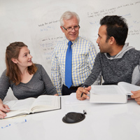 Engineering dean with students