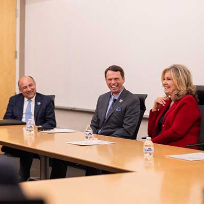 From left Rene Bustamante, President Bill Hardgrave and Sen. Marsha Blackburn