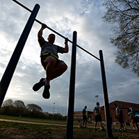 ROTC member doing warm up