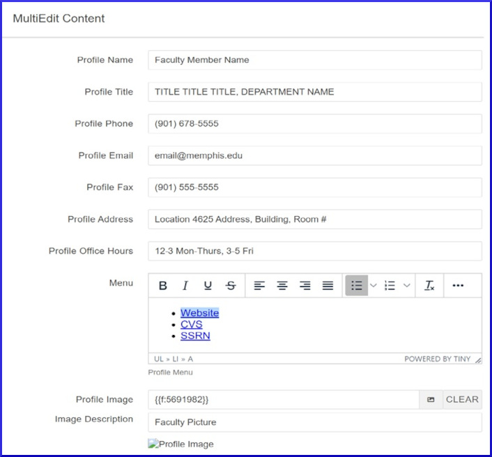 Modern Campus CMS Training Legacy Editing A Profile