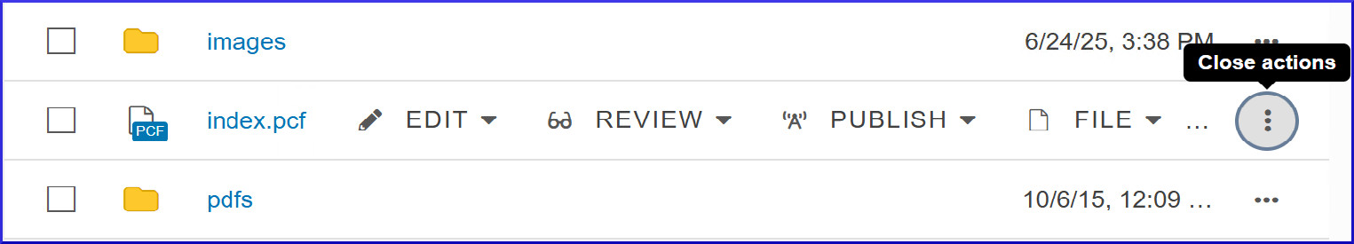 Modern Campus CMS More Actions Menu
