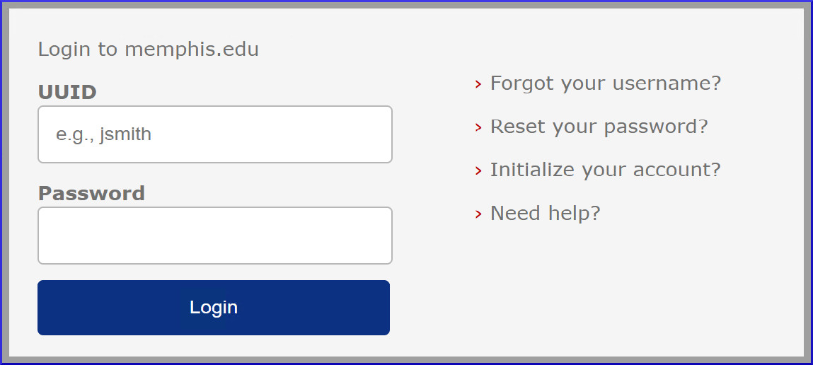 University of Memphis SSO Sign In Screen