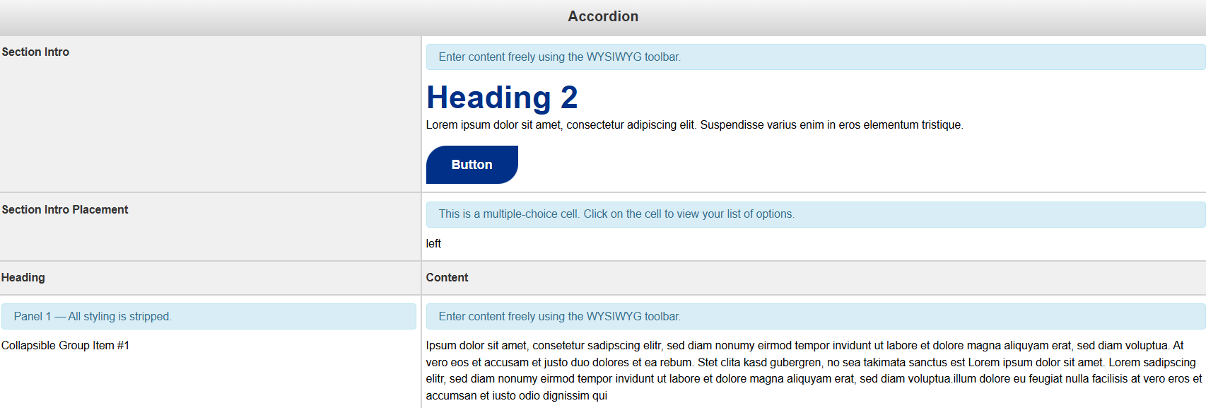 Accordion Snippet Form