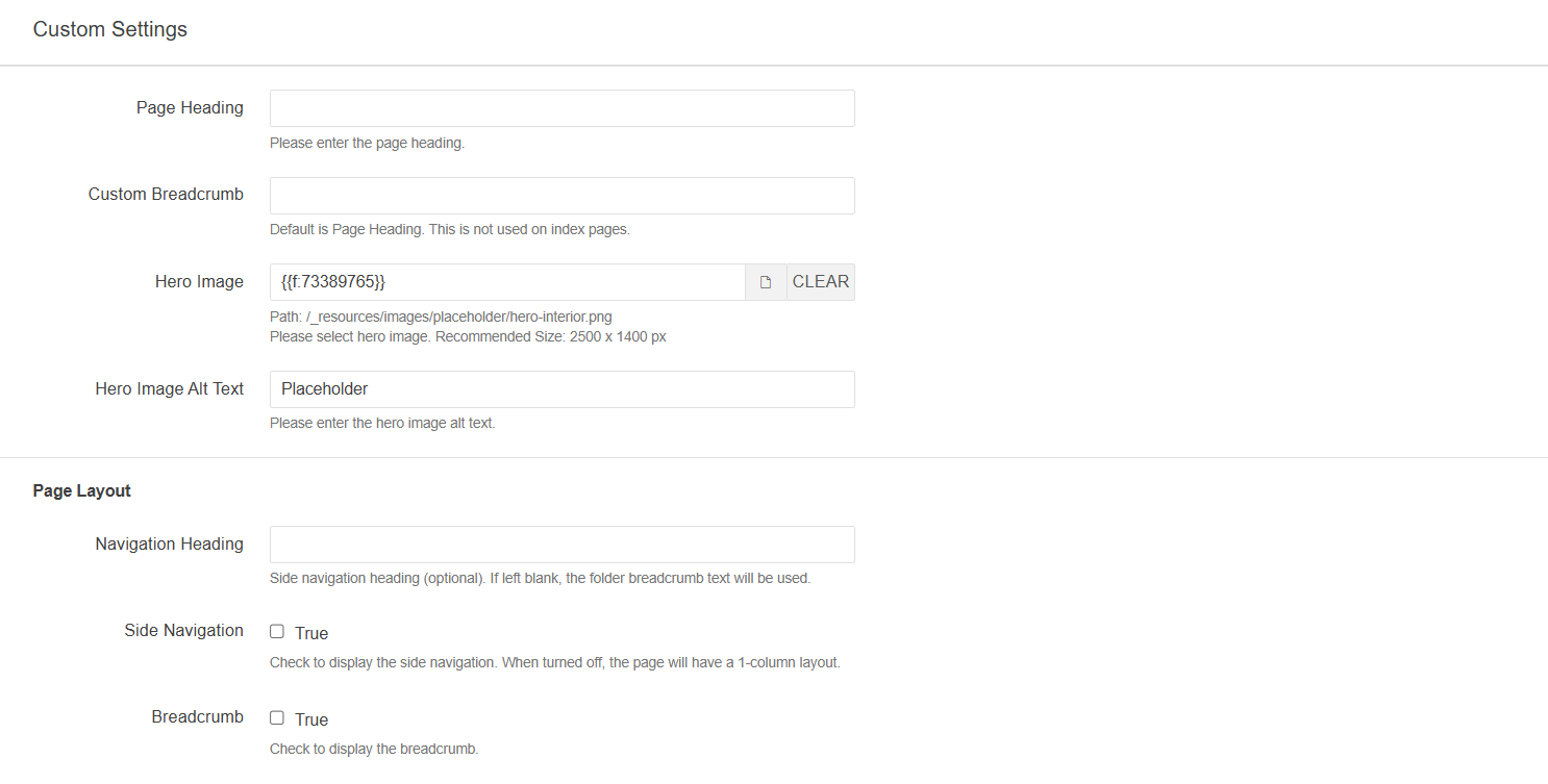 Custom Settings Form for other Templates