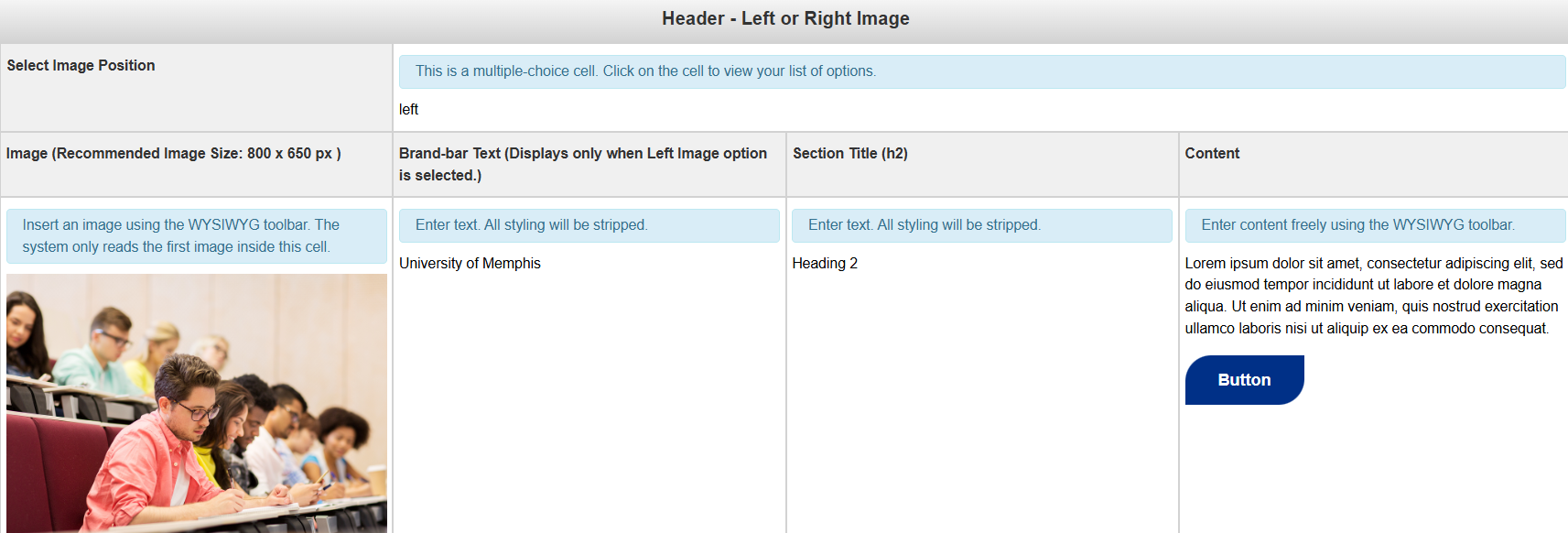 Image Left or Right Snippet Form