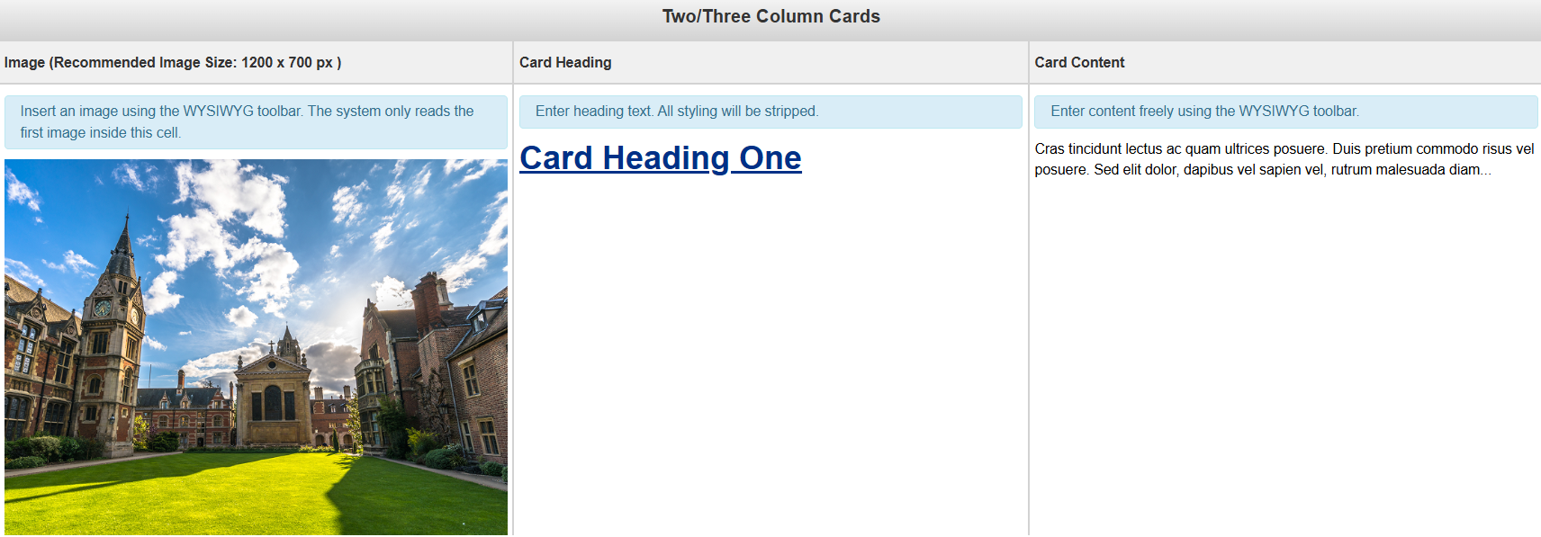 Two or Three Column Snippet Form