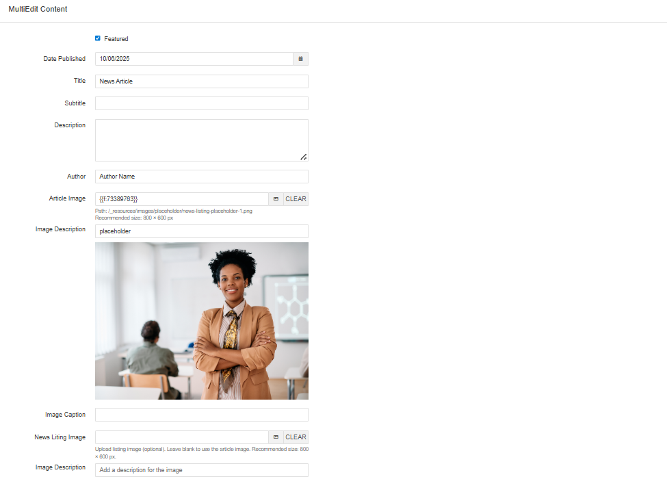 Faculty & Staff Multi Edit Form