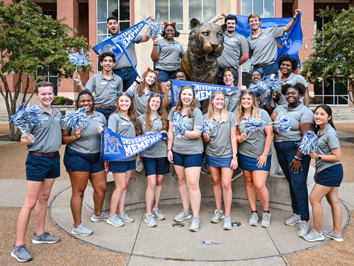 group of orientation guides around bronze tiger
